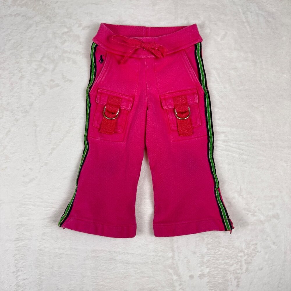 Y2K Ralph Lauren Pink Cargo‎ Sweat Pants 12M Girl Streetwear